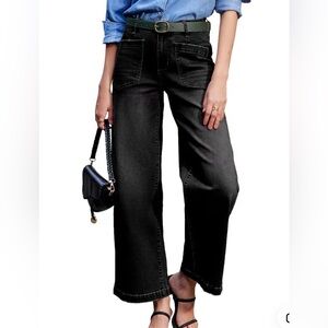 Sidefeel Women’s Wide Leg High Waisted Stretchy Jeans Size 10